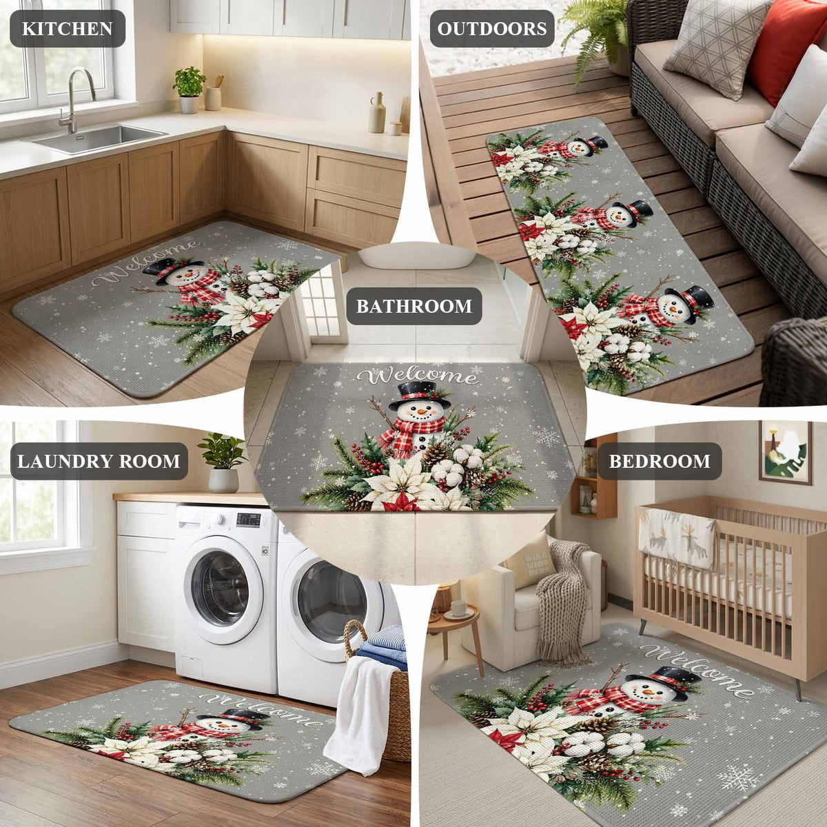 Red Truck Christmas Washable Area Rugs for Living Room Bedroom, Large Non Slip Indoor Floor Carpet Absorbent Xmas Tree Gnomes Navy Blue Snowflake Door Mat Rugs for Bathroom Entryway 63"x90.6"