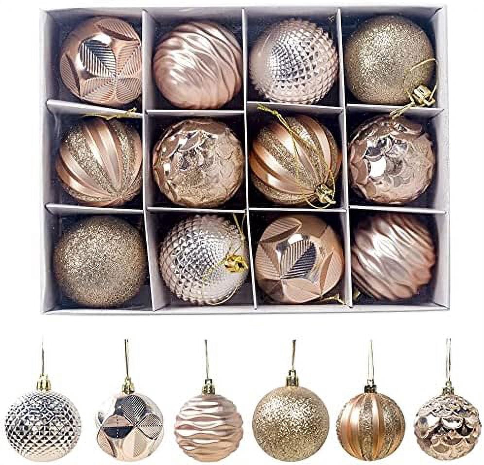 LINLIN Christmas Baubles, 12pcs Christmas Ball Ornaments Shatterproof Christmas Decorations Tree Balls for Holiday Wedding Party Decoration, Tree Ornaments Hooks included 6cm
