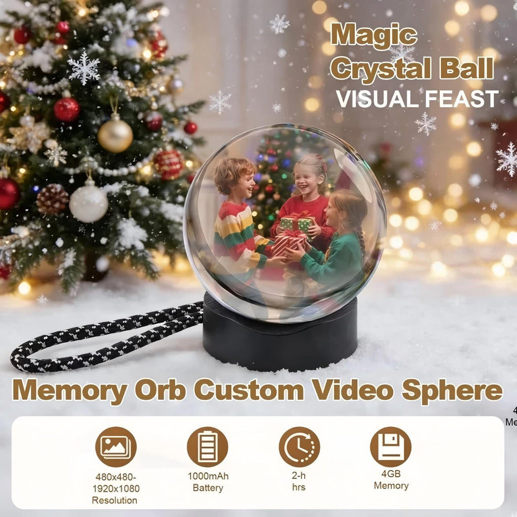 Memory Orb Video Player, K9 HD Screen,4GB Digital Frame, Rechargeable Crystal Ball Keepsake for Wedding, Anniversary, Pet Memorial & Valentine's Gift