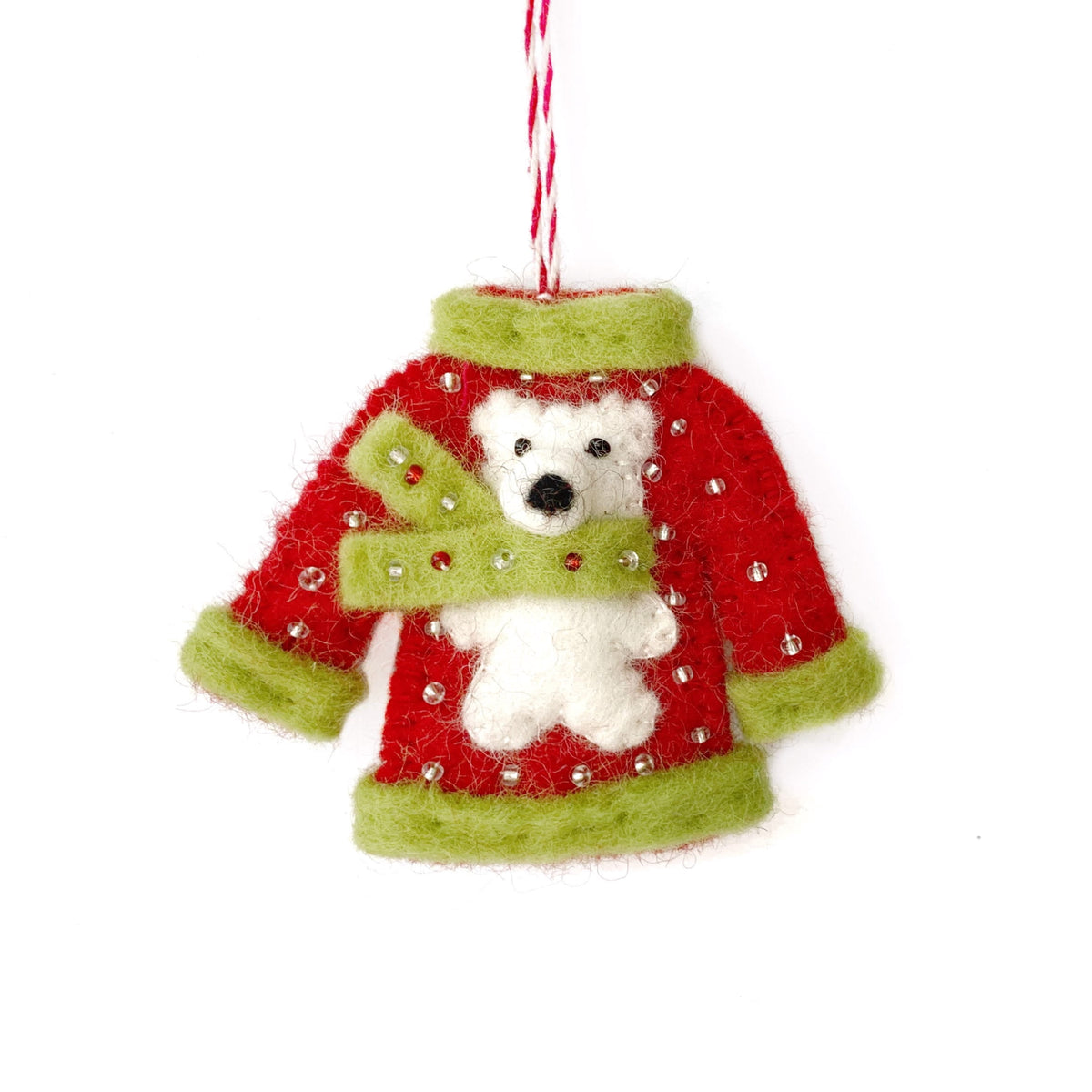 Ugly Christmas Sweater Ornament Trio - Felt Wool Fair Trade Handmade Nepal