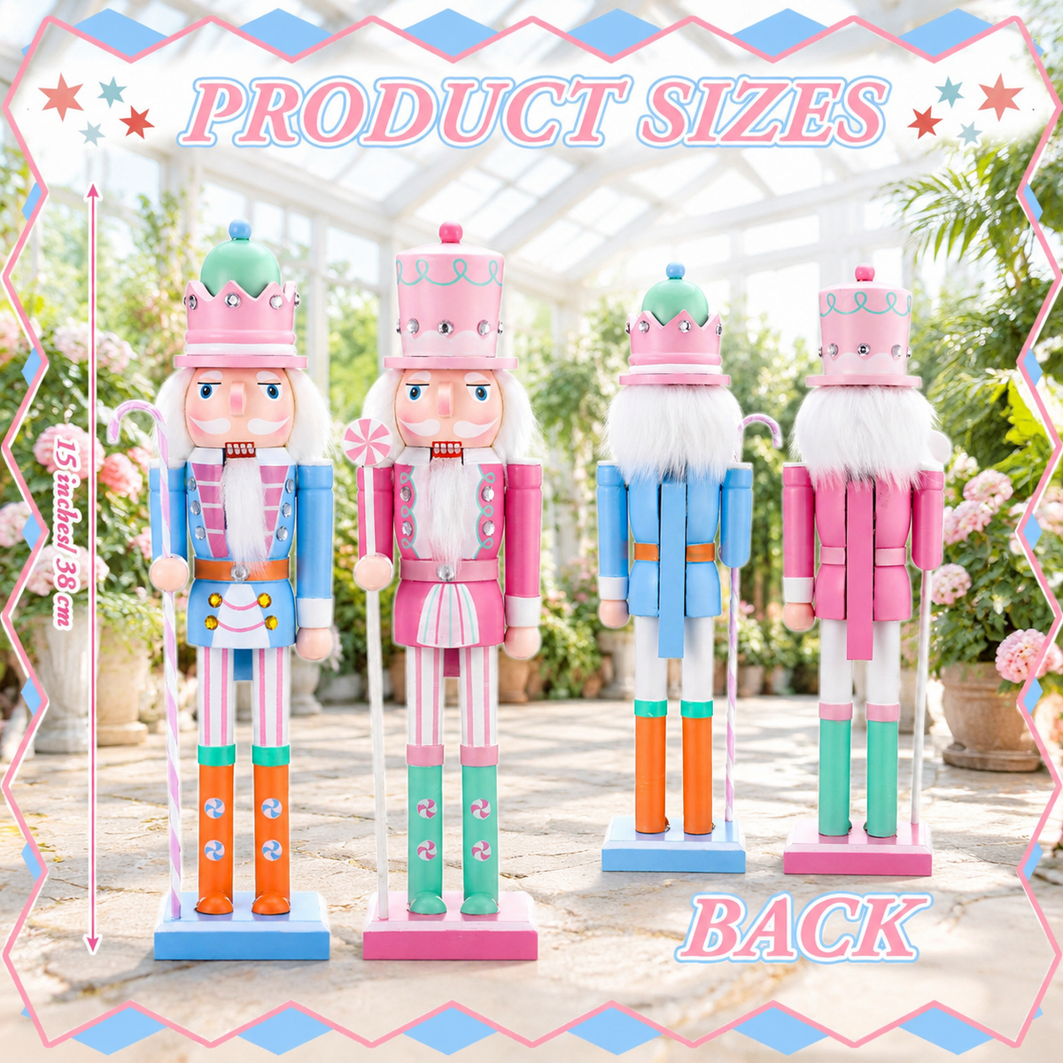 2 Pastel Nutcracker Christmas Figures, Festive Holiday Decor for Home
