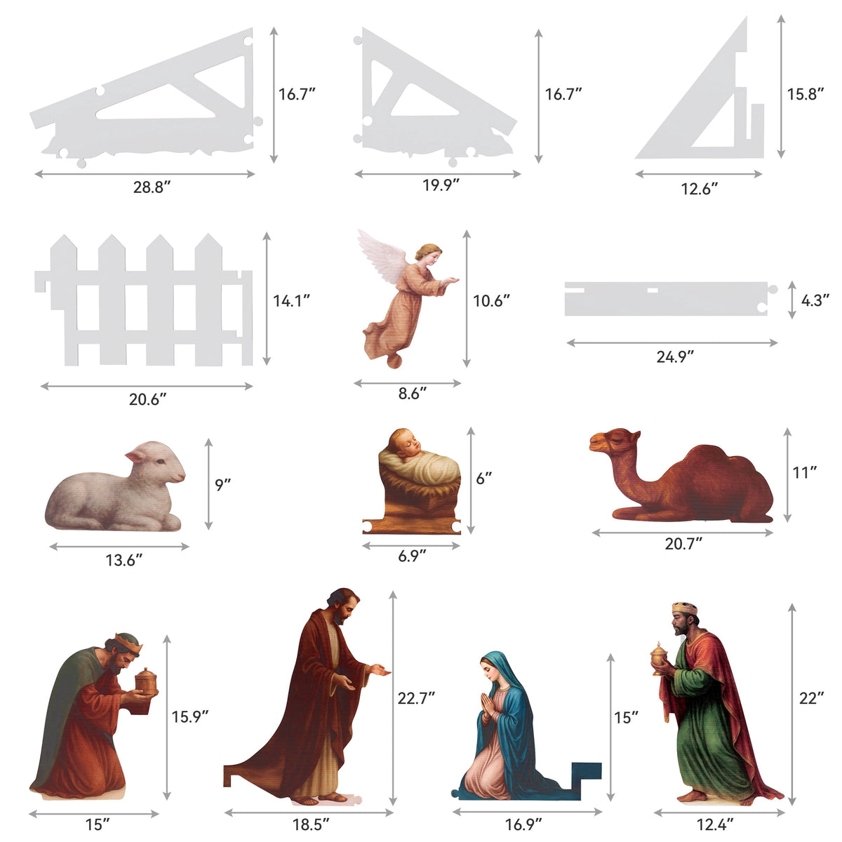 10 PCS Outdoor Nativity Scene Lighted Christmas Family Yard Decoration Nativity Sets Weatherproof, White