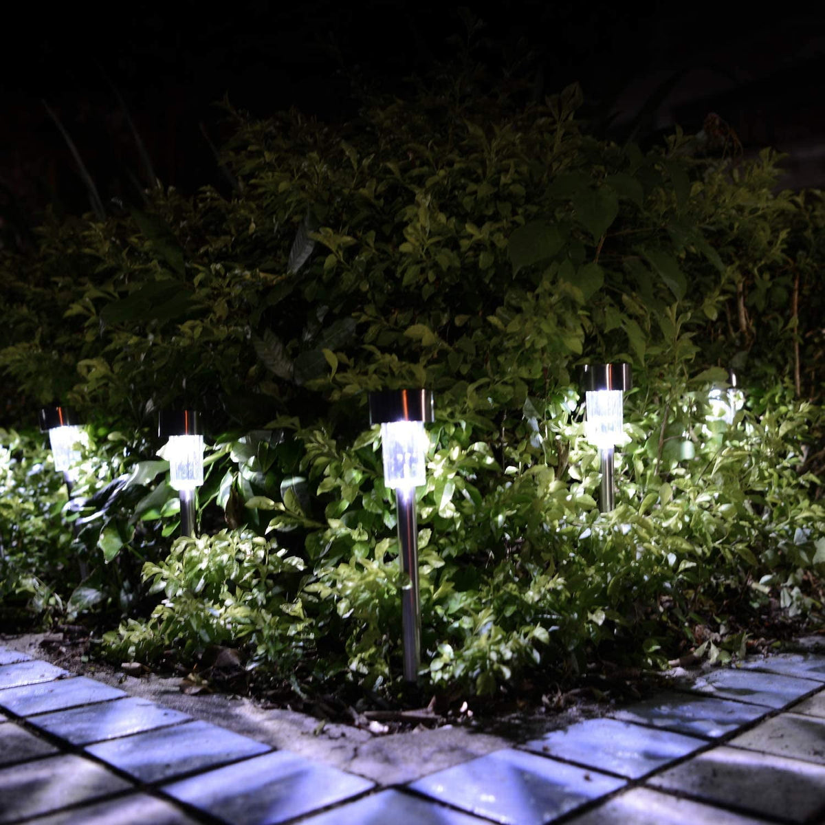 Rirool 12 Pack Solar Pathway Lights Outdoor, Stainless Steel Waterproof LED Landscape Lighting, Auto On/Off Garden Stake Lights for Yard Walkway Lawn, Multicolor