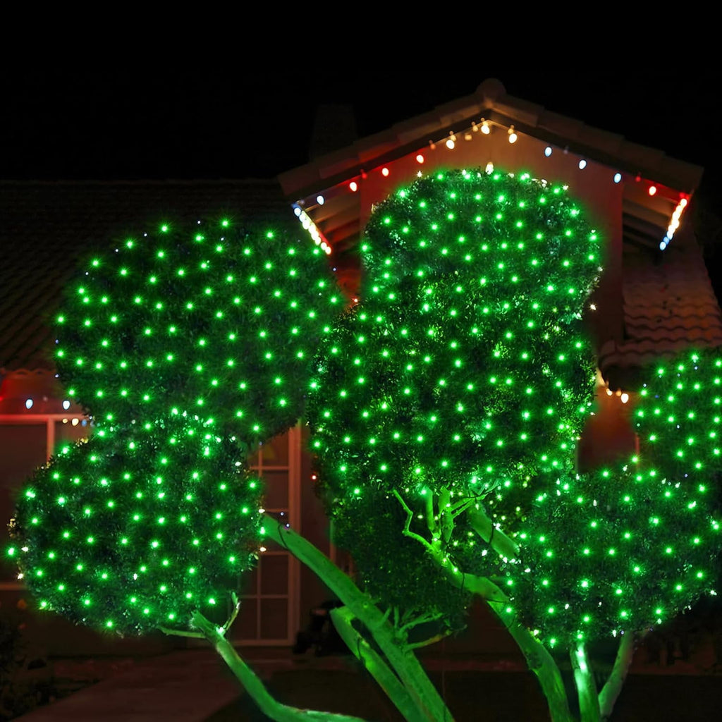 Christmas Net Lights Outdoor, 192 LED 9.8Ft x 6.6Ft Net Lights, Waterproof Christmas Outdoor Mesh Lights for Tree Bushes Holiday Party Garden, Holiday Wedding Party Decorations