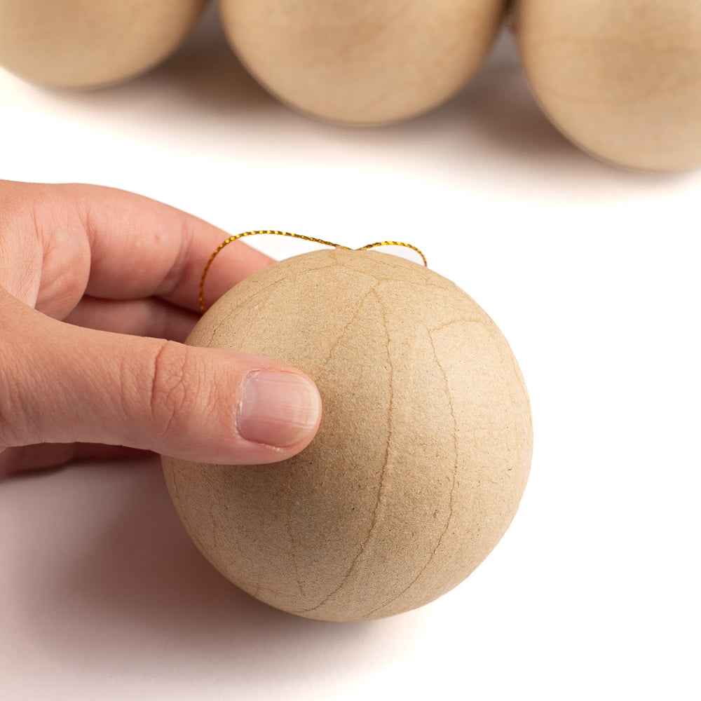 Factory Direct Craft 3-1/2 Inch Paper Mache Ball Ornaments, Set of 12