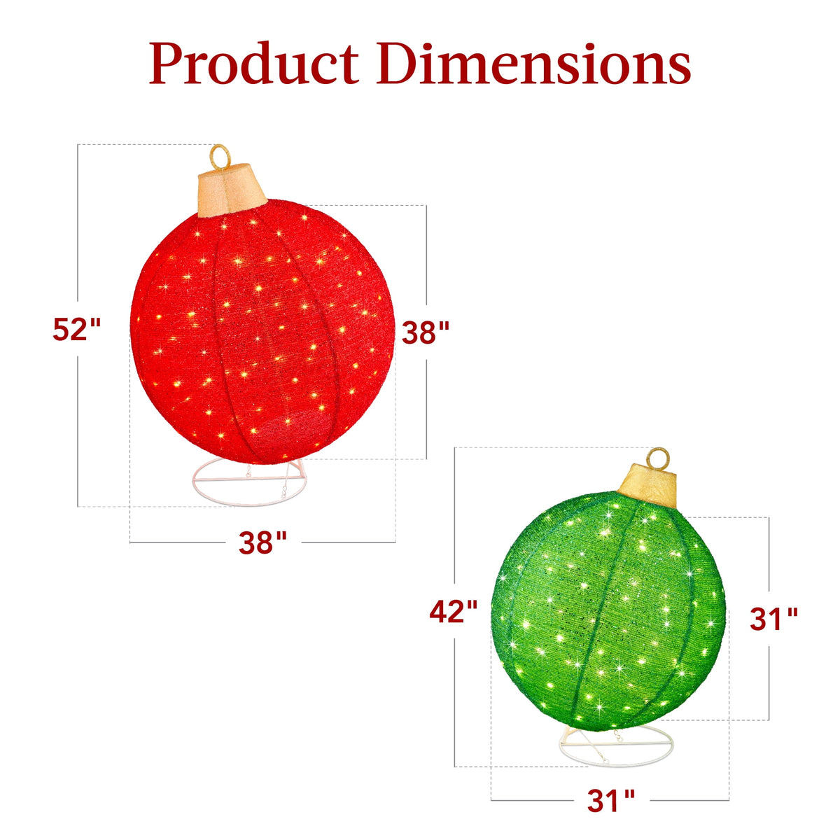 Best Choice Products 2pc Lighted Pop-Up Christmas Ornaments Outdoor Holiday Decoration w/ 220 LED Lights - Red/Green