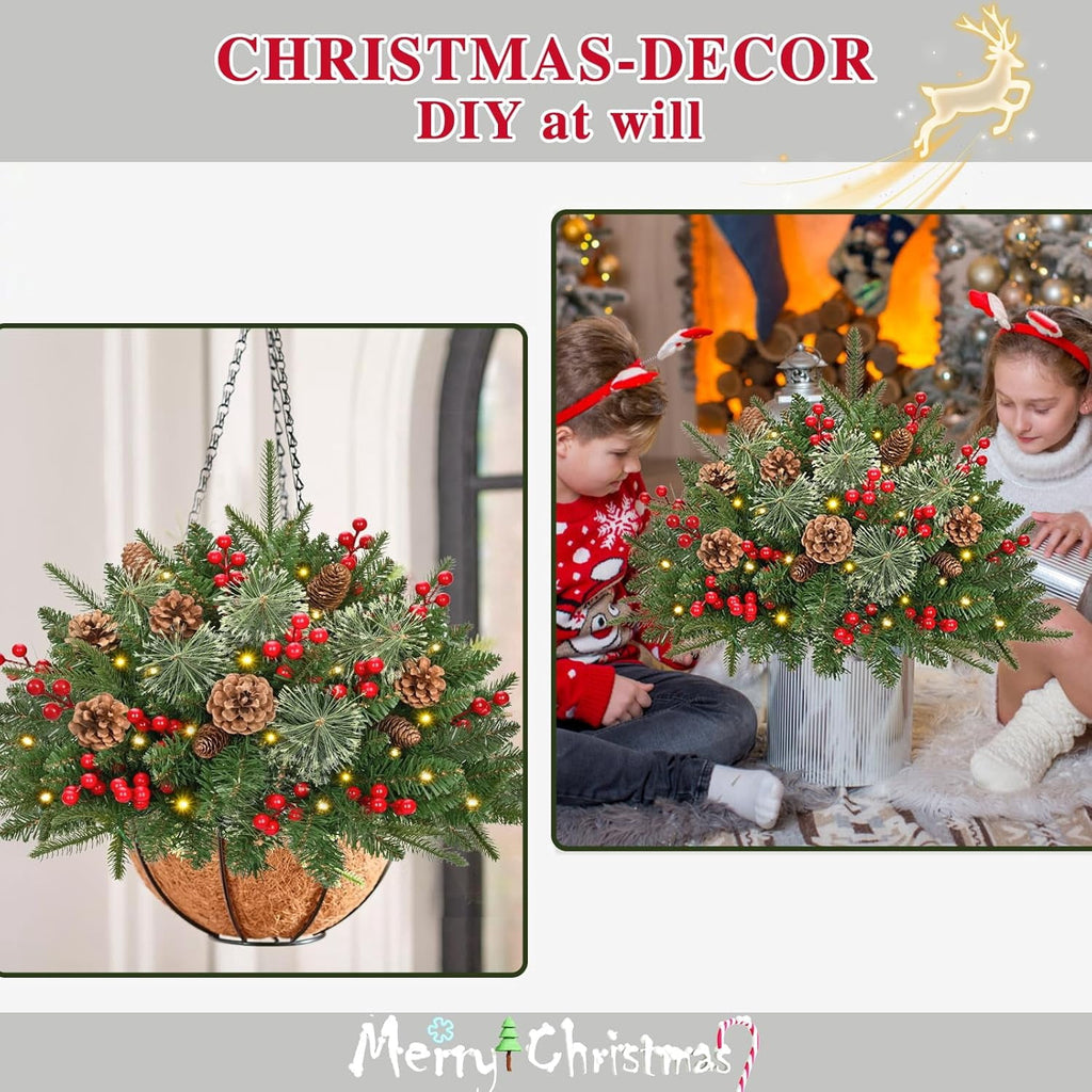 Ikfashoni 2 Pack Christmas Urn Filler, 26 in Pre-lit Outdoor Christmas Tree with Remote, Artificial Christmas Porch Pathway Decoration