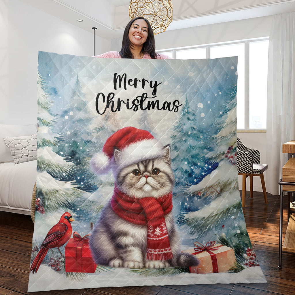 Merry Christmas Sphynx Enjoys Catmas Winter Xmas Holiday Quilt Bedding Set Cat Lover Kitten Owner Gifts Idea 1 Blanket Bed Cover 2 Pillowcases - 02022