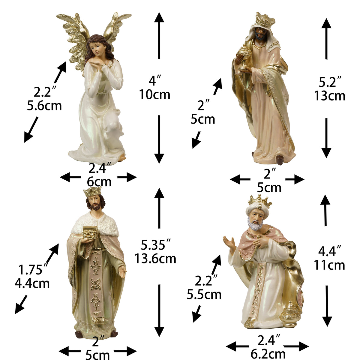 Zayton 11-Piece Nativity Set 8" Light Gold Resin Holy Family Figurines Nativity Scene Tabletop Christmas Decor