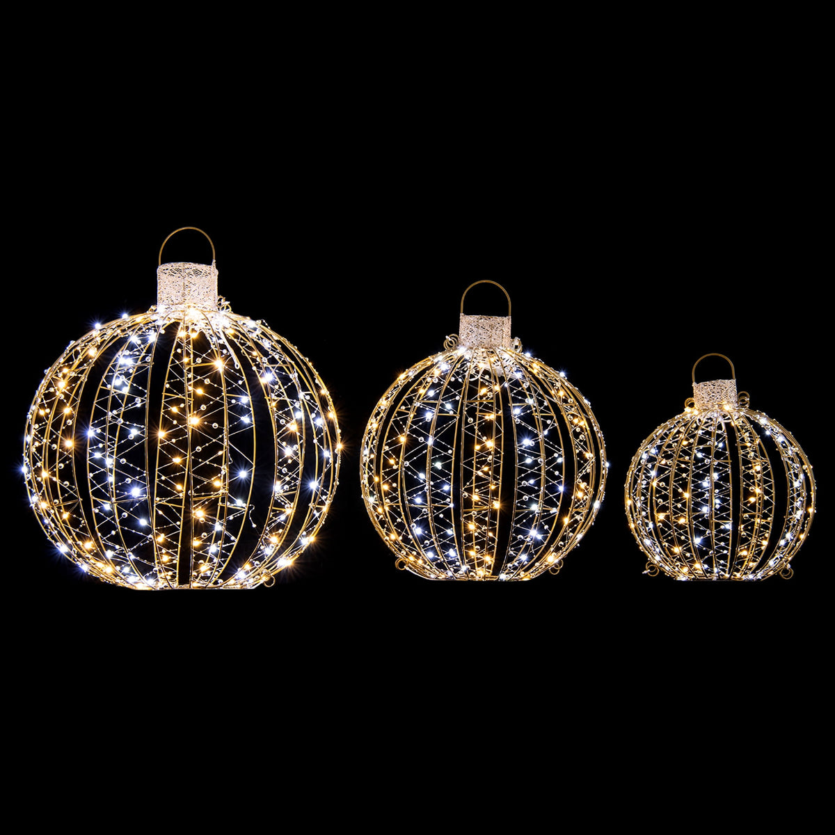 Costway 3 Pack Christmas LED Light Balls Outdoor Hanging Light Spheres w/360 Lights