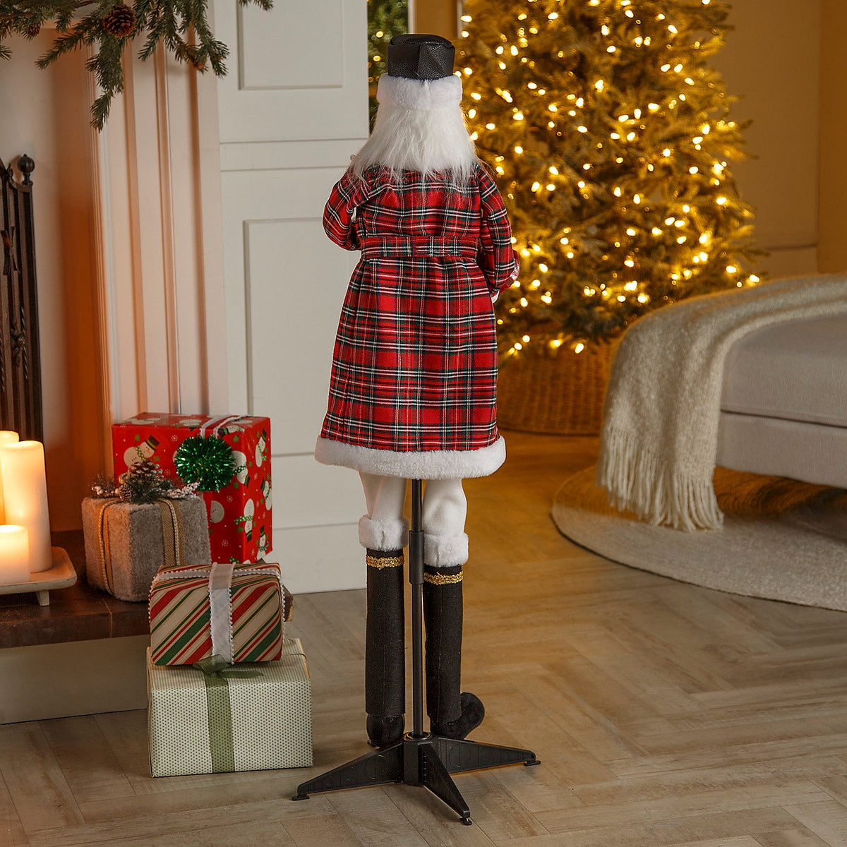 16" x 46" Christmas Animated Standing Nutcracker Decoration with Candy Cane