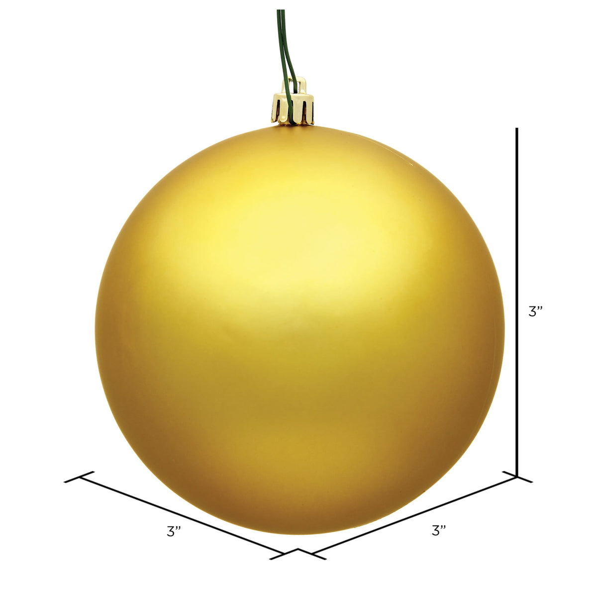 Vickerman 3" Honey Gold Matte Ball Ornament, 32 per Box