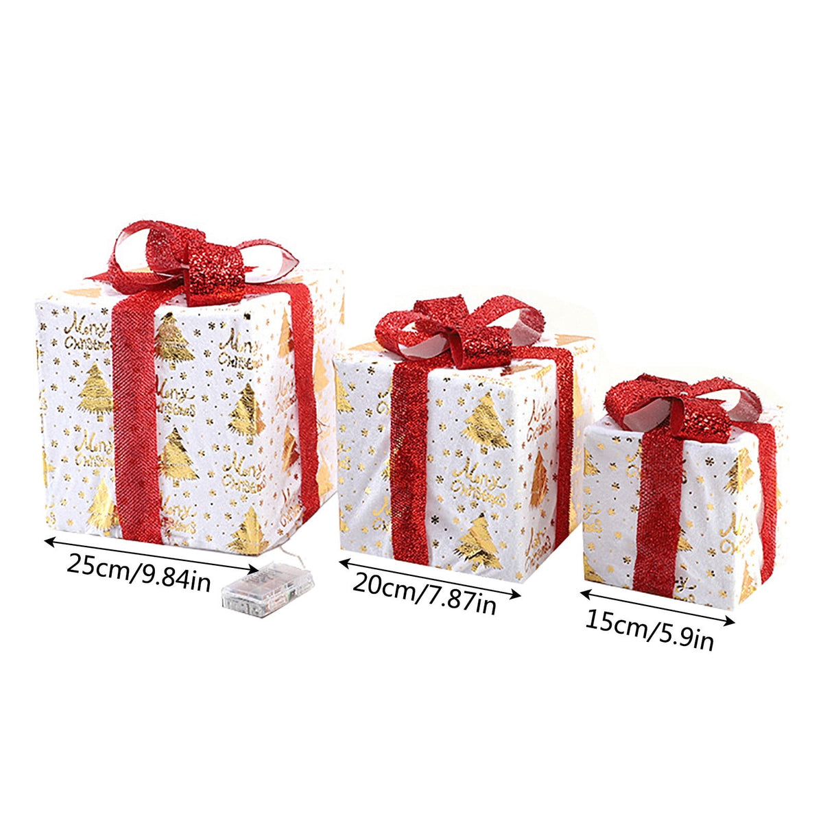 Summercome Christmas Glowing Decoration,Gift Box Ornament with Christmas Lighting Box,Outdoor Light Lighting Christmas Box,Outdoor Gift Decoration for Indoor Outdoor Xmas Tree Home Yard Lawn Set of 3