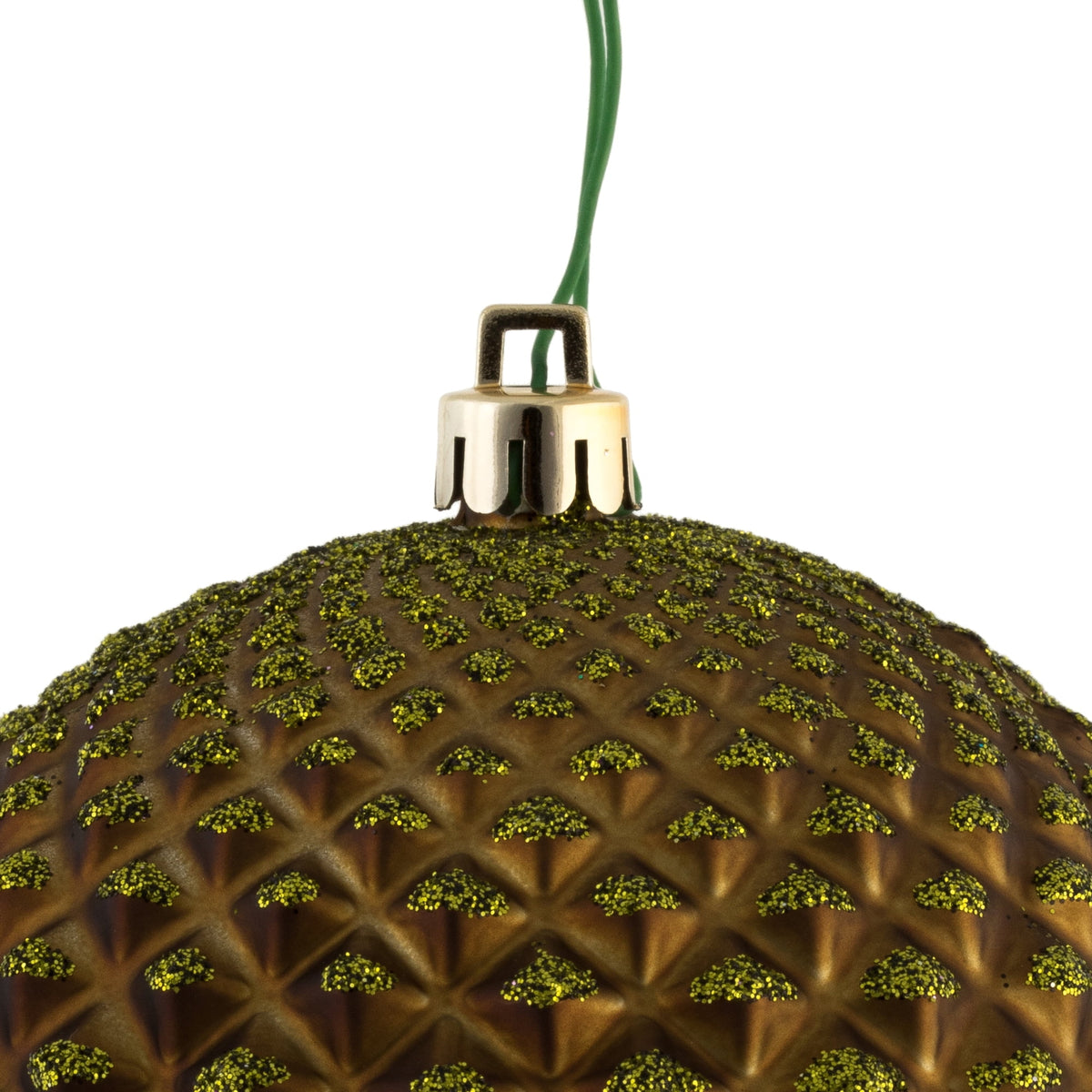 Vickerman 6" Olive Durian Glitter Ball Ornament, 4 per Bag