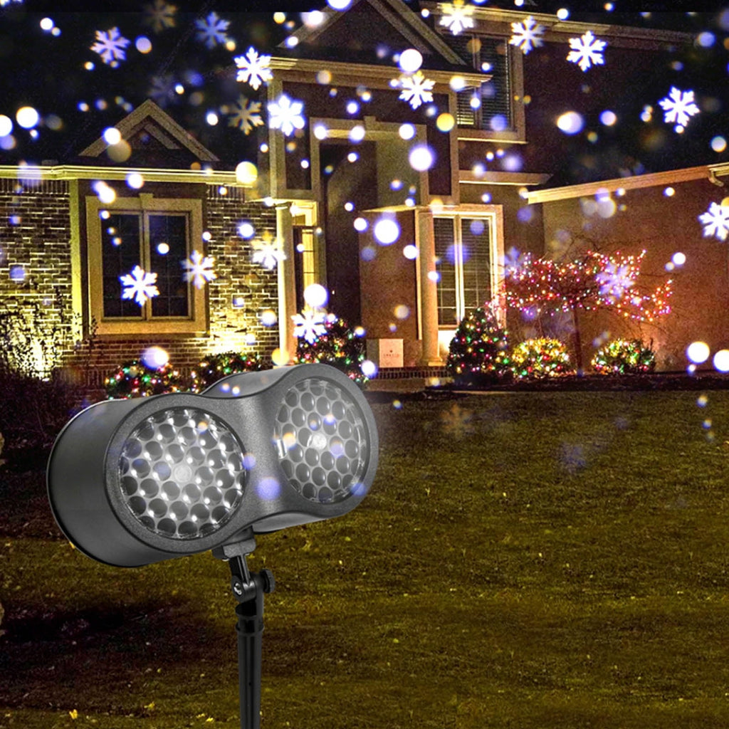 Christmas Projector Lights, LED Snowflake Projection Light with IP65 Waterproof Design and Wide Coverage, Outdoor Indoor Holiday Decor for Yard Garden Party Home