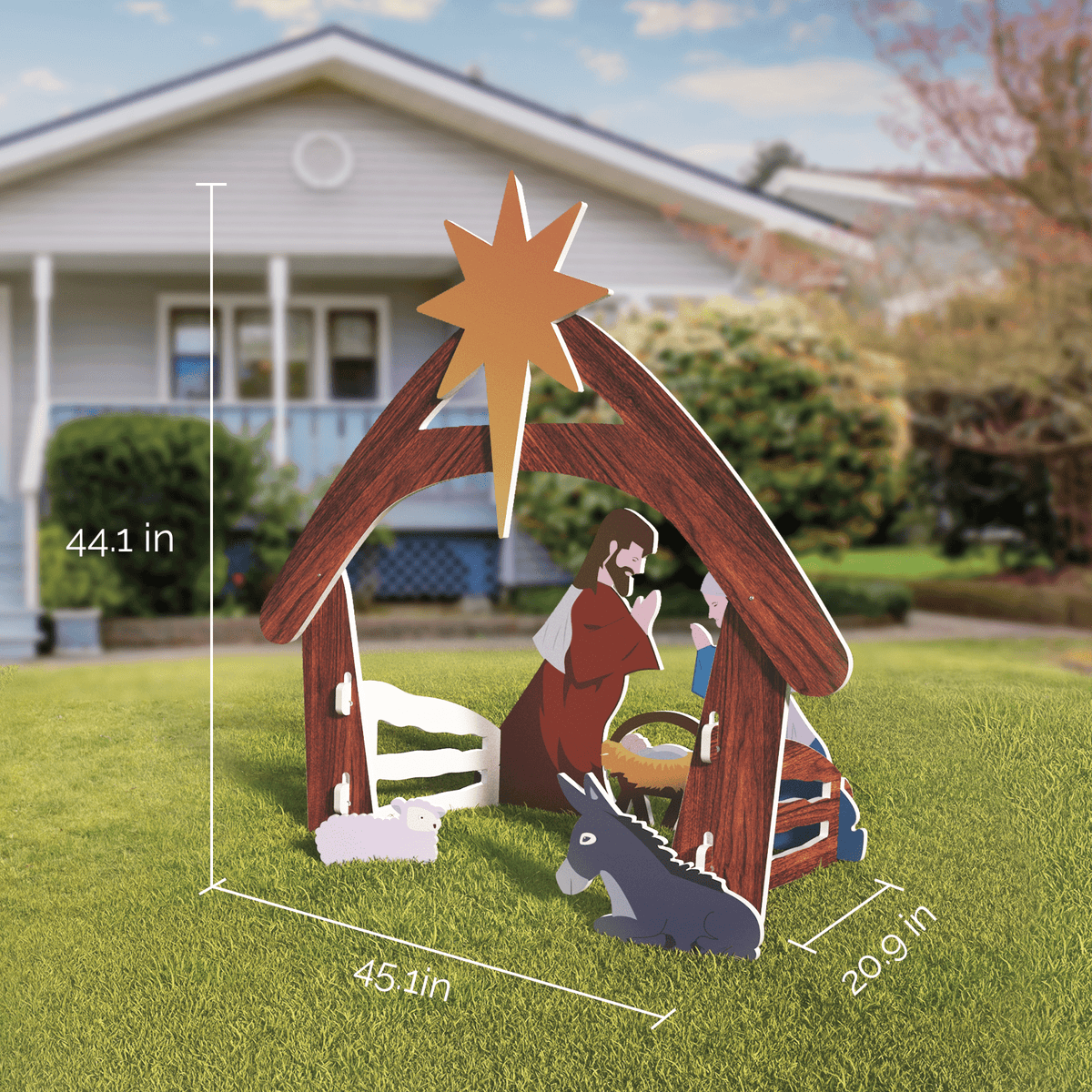 Zimtown Outdoor Nativity Scene for Christmas, Weatherproof Lawn Nativity Scene Yard Display - 4FT,Color