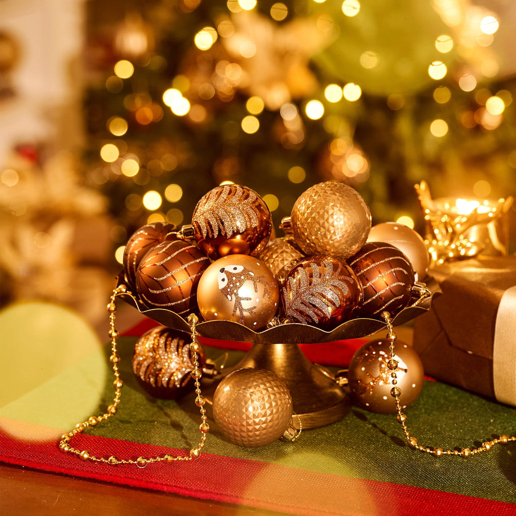 Valery Madelyn 35ct 2.36 inches Luxurious Copper Gold Christmas Ball Ornaments, Shatterproof Christmas Tree Ornaments Hanging Bauble for Xmas Decoration