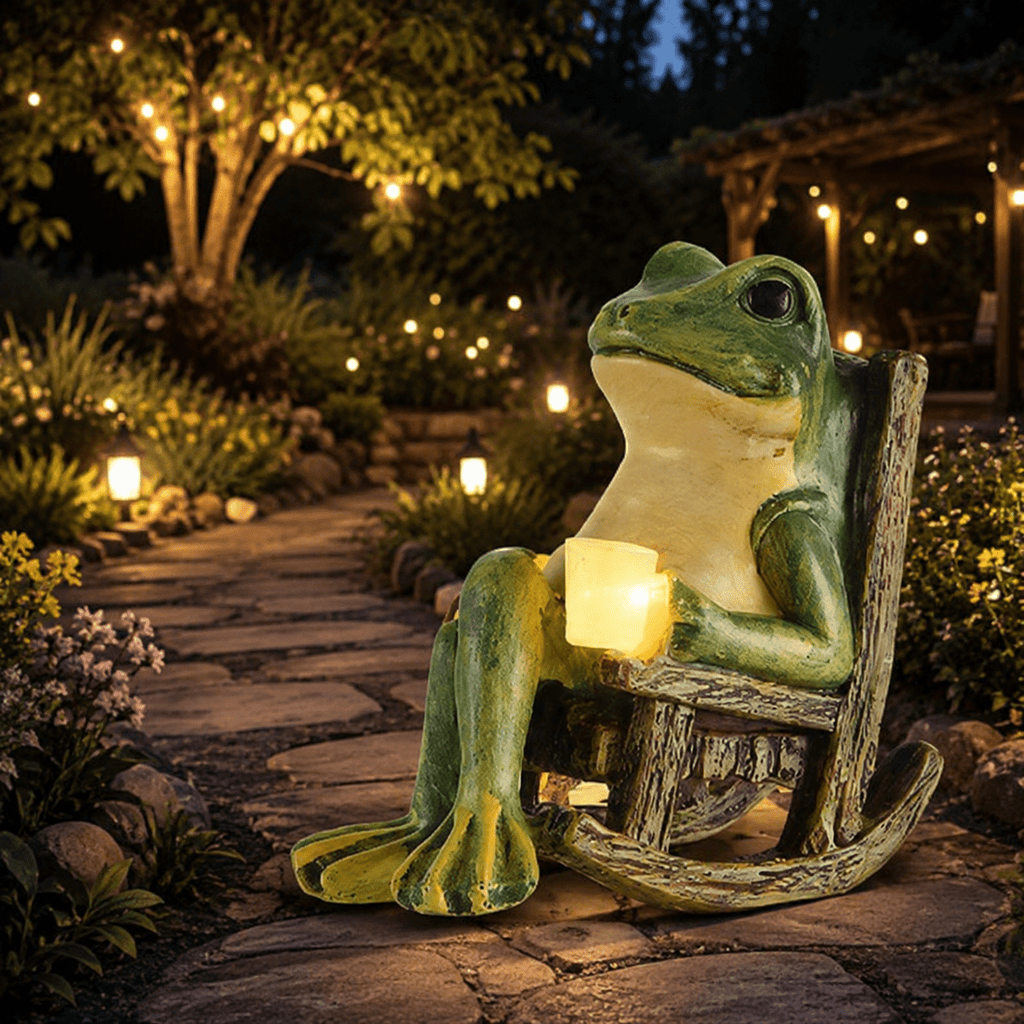 Volivo 13inch Garden Gnome Statue, Solar Powered Gnome Decor with LED Lantern, Waterproof for Patio Garden Pathway
