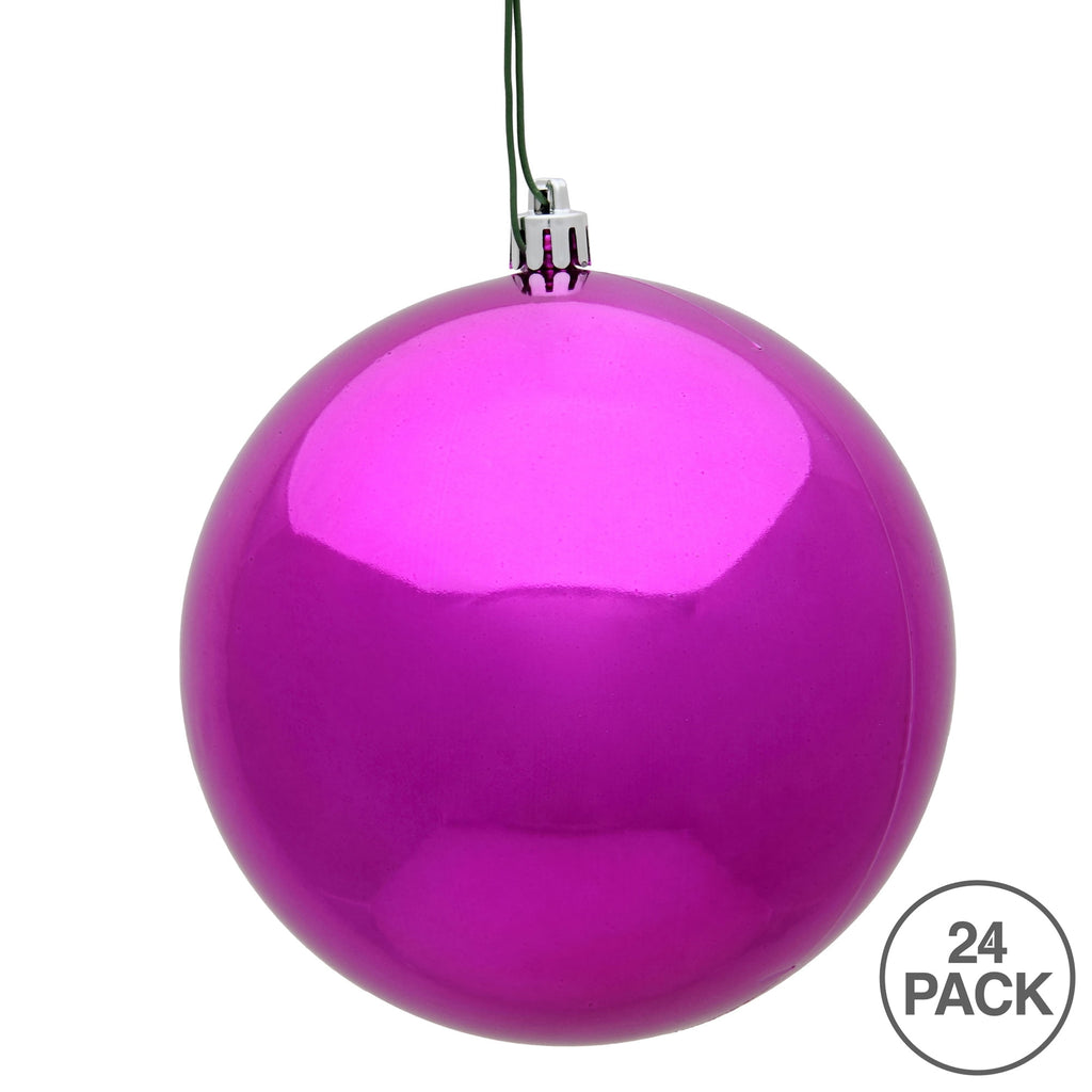Vickerman 2.4" Christmas Ornament Ball, Silver Shiny Finish, Shatterproof Plastic, UV Resistant, Holiday Christmas Tree Decoration, 24 Pack