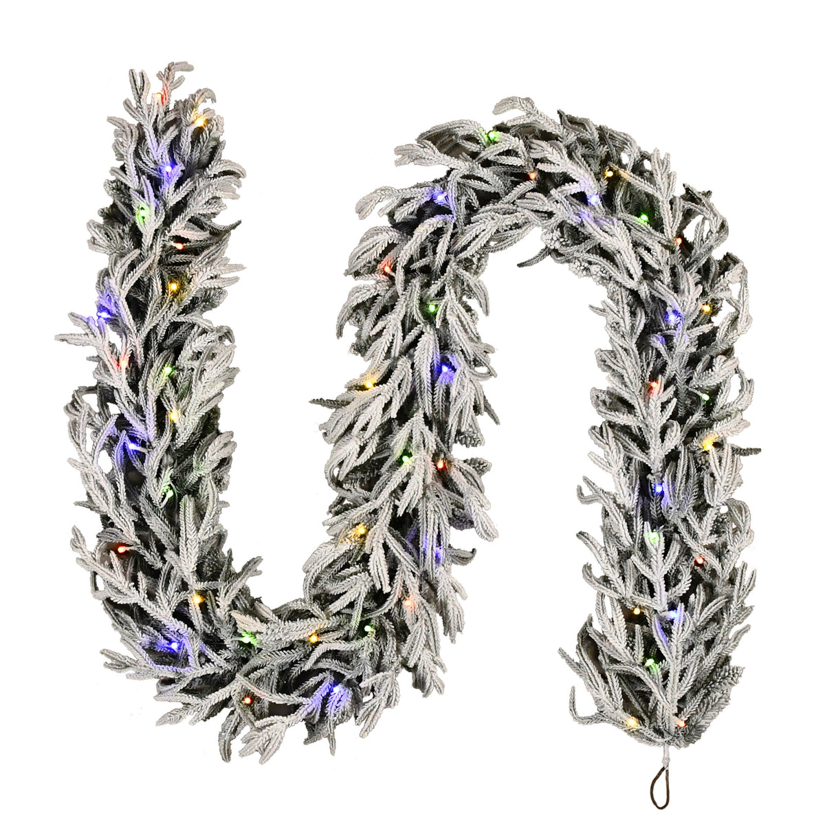 Snow-Flocked Hamilton Pre-Lit Color-Changing LED Artificial Christmas Garland, Green, 9', by Holiday Time