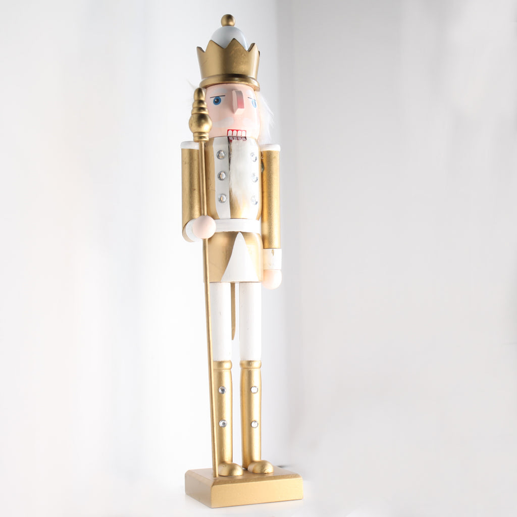 20 inch Golden Xmas Nutcracker Christmas Decoration Wooden Decorative Nutcracker Xmas King Doll