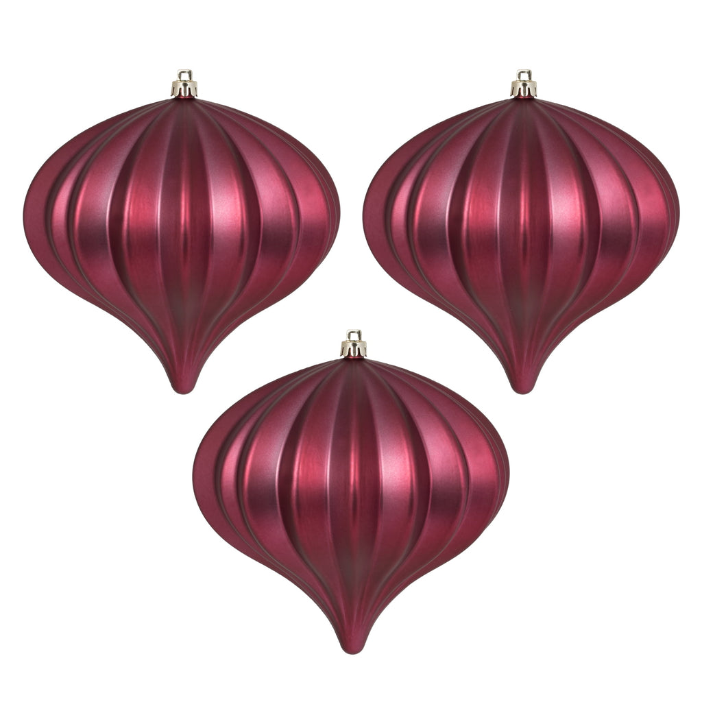 Vickerman 5.7" Burnished Orange Matte Onion Christmas Ornament, UV treated, Set of 3