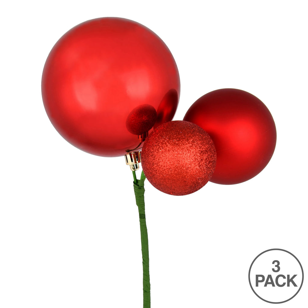 Vickerman 18" Honey Gold Orn Pick 3 per Bag. Features shiny, matte and glitter ornaments.