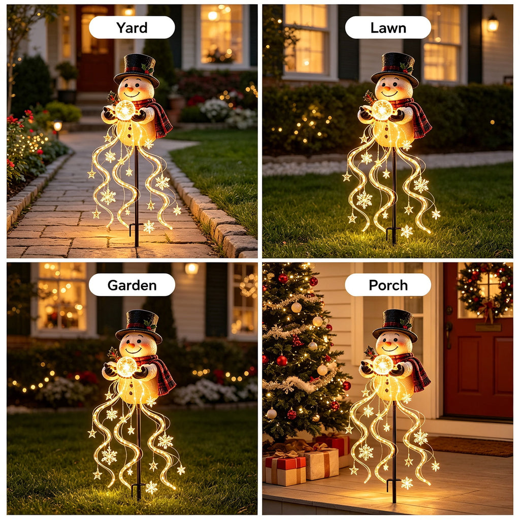 Clearance Christmas Solar Santa Magic Fountain Light - 32" Flowing Snowflake LED Garden Stake Light, Christmas Decorations Outdoor for Yard Porch