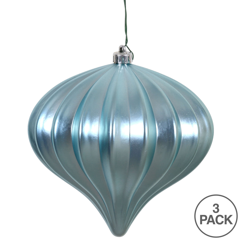 Vickerman 5.7" Burnished Orange Matte Onion Christmas Ornament, UV treated, Set of 3