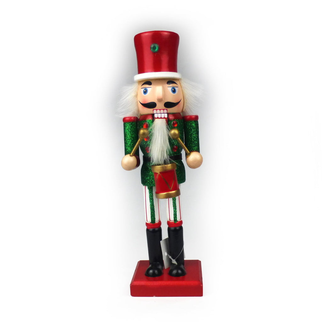 10" Nutcracker Christmas Decoration (Set of 4) - Traditional Wooden Red & Green King, Soldier, & Drummer Styles. For Friends, Family, and Coworkers.