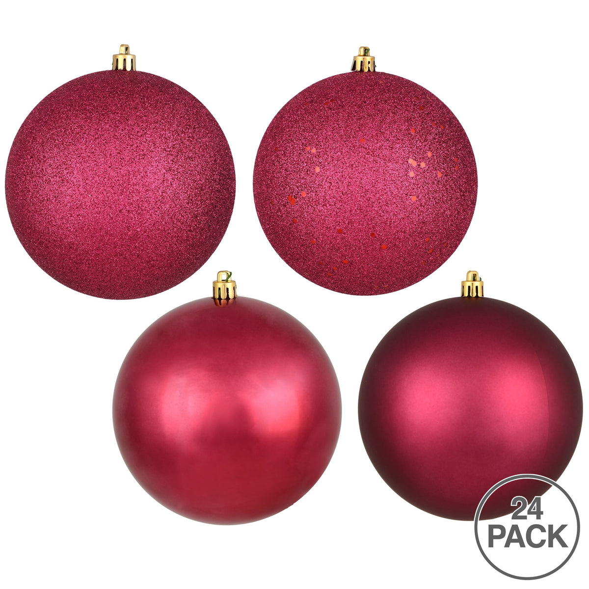 Vickerman 2.4" Christmas Ornament Ball, Silver Shiny Finish, Shatterproof Plastic, UV Resistant, Holiday Christmas Tree Decoration, 24 Pack