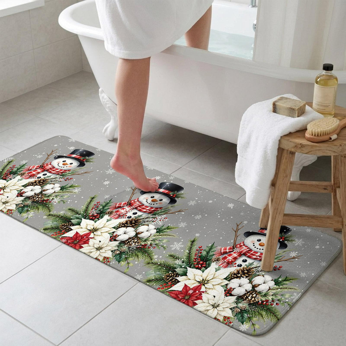 Red Truck Christmas Washable Area Rugs for Living Room Bedroom, Large Non Slip Indoor Floor Carpet Absorbent Xmas Tree Gnomes Navy Blue Snowflake Door Mat Rugs for Bathroom Entryway 63"x90.6"