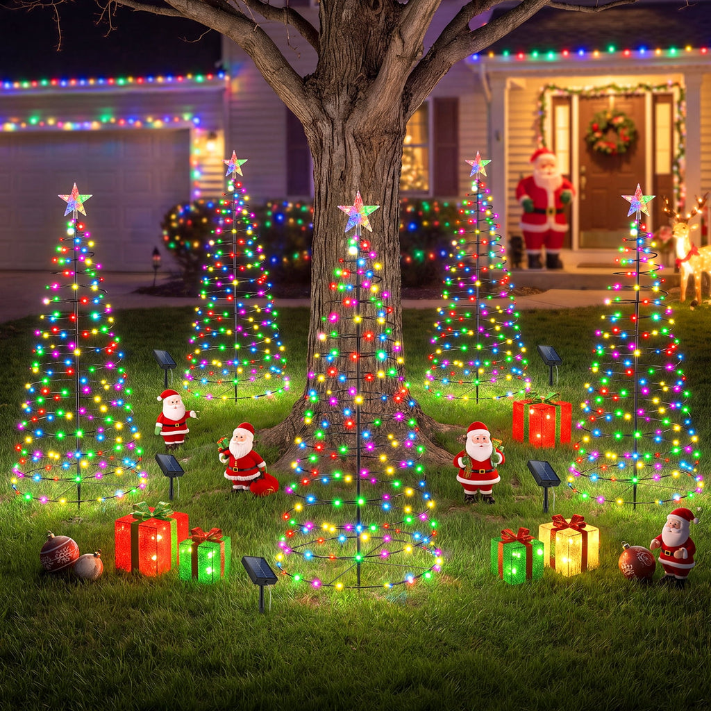 2 IN 1 Solar Christmas Lights C9 LED 33FT 25 LED with Ground Stakes Hanging Design Warm White Multicolor 8 Modes Waterproof for Garden Walkway Patio Christmas Decor