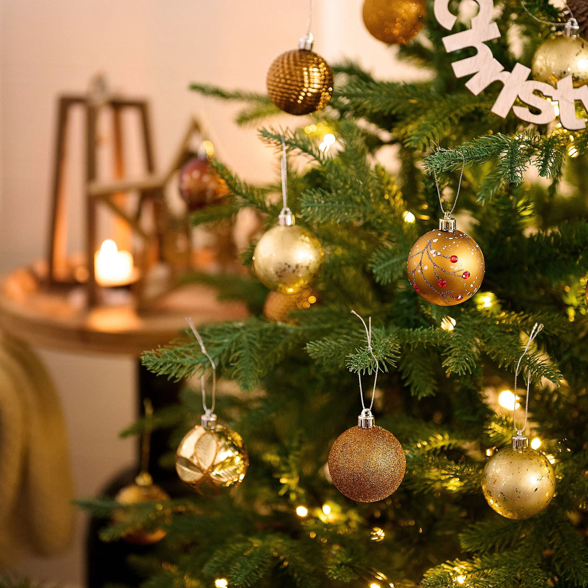 Valery Madelyn 35ct 2.36 inches Luxurious Copper Gold Christmas Ball Ornaments, Shatterproof Christmas Tree Ornaments Hanging Bauble for Xmas Decoration