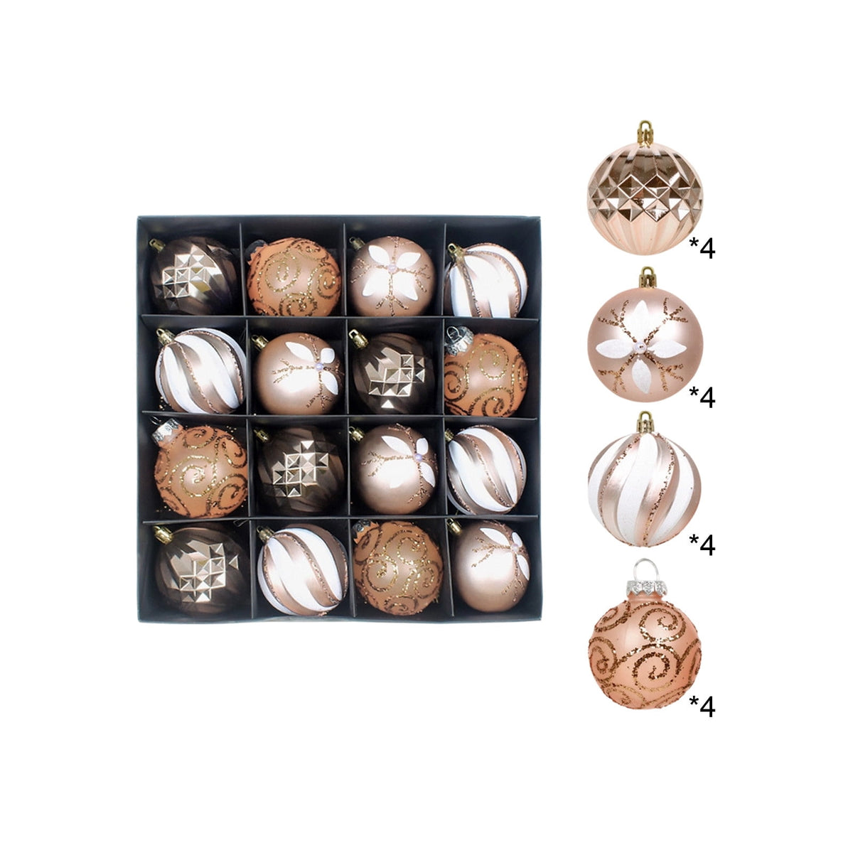 Gaecuw 16 Pack Blue Painted Odd Shaped Christmas Baubles, Luxury Style Ornaments Set for Xmas Tree Wreath Mantel REFINEMENT Decor