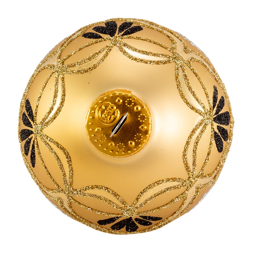 Kurt Adler 80MM Gold and White Glass Ball Ornaments, 6-Piece Box Set