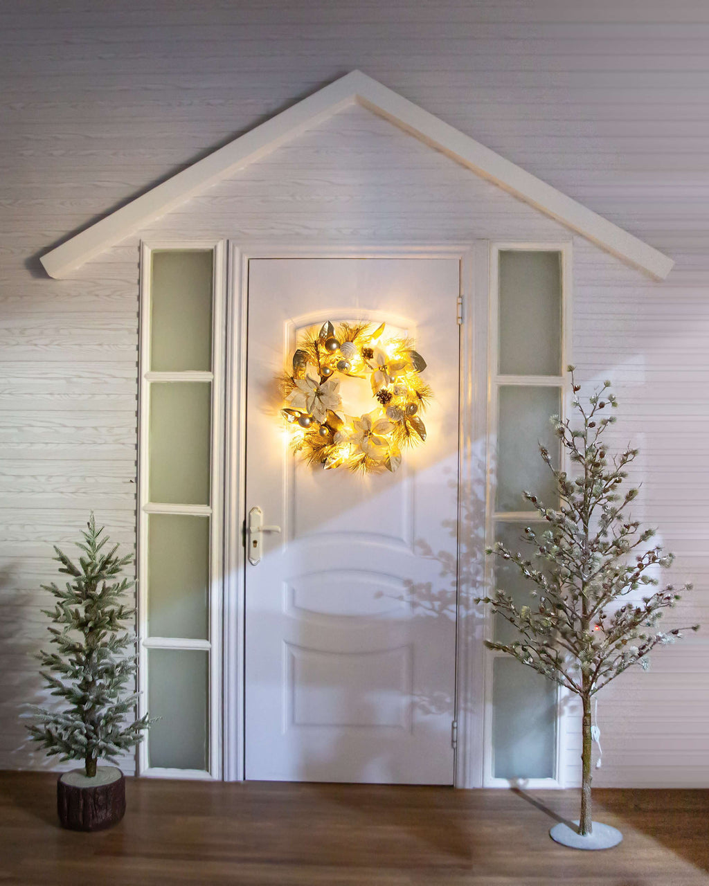 24 Inch Golden Poinsettia Christmas Wreath by Holiday Time