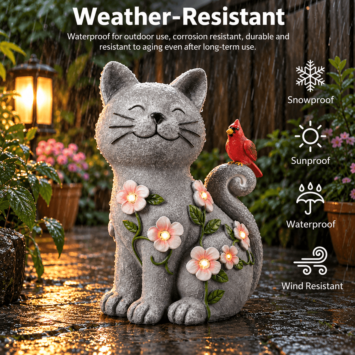 Volivo 13inch Garden Gnome Statue, Solar Powered Gnome Decor with LED Lantern, Waterproof for Patio Garden Pathway
