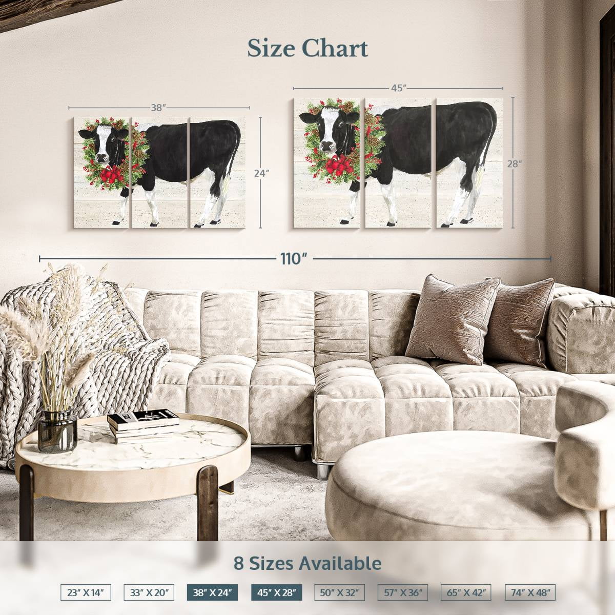 Elephant Stock Moonlit Skaters Wall Art - Horizontal Multi Panel Canvas - Living Room Wall Decor - Holiday Multi Panel - Blue And White Decor By Marilyn Dunlap - 74" x 48"