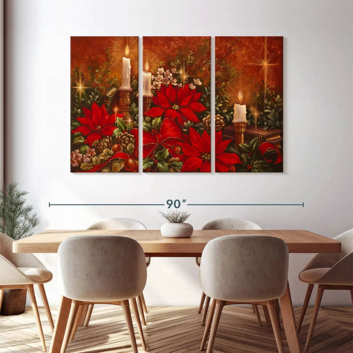 Elephant Stock Moonlit Skaters Wall Art - Horizontal Multi Panel Canvas - Living Room Wall Decor - Holiday Multi Panel - Blue And White Decor By Marilyn Dunlap - 74" x 48"