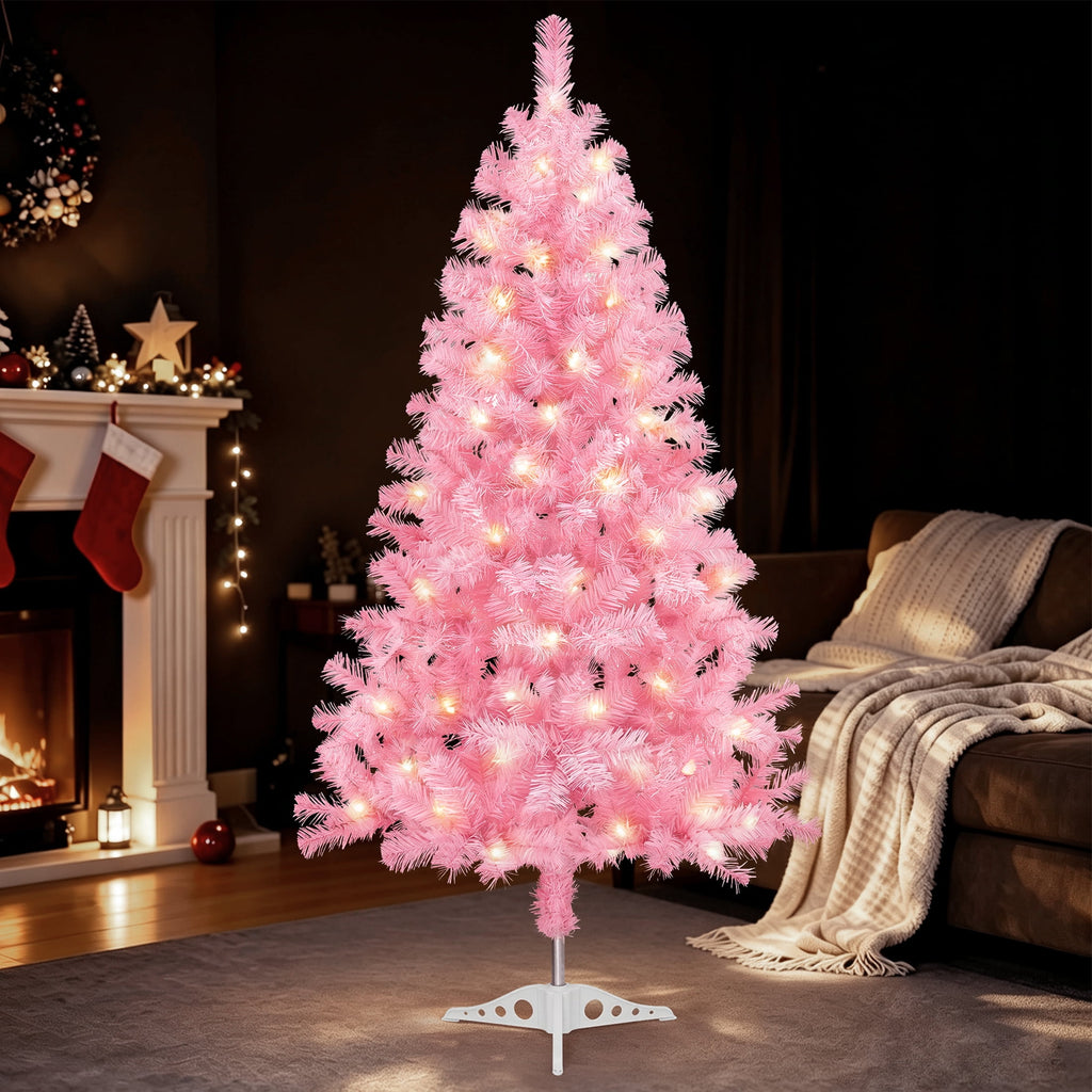 Leyaron Christmas Tree with Lights, 4FT Artificial Small Mini Christmas Tree Decorations for Indoor Holiday Xmas Home Decor, Green