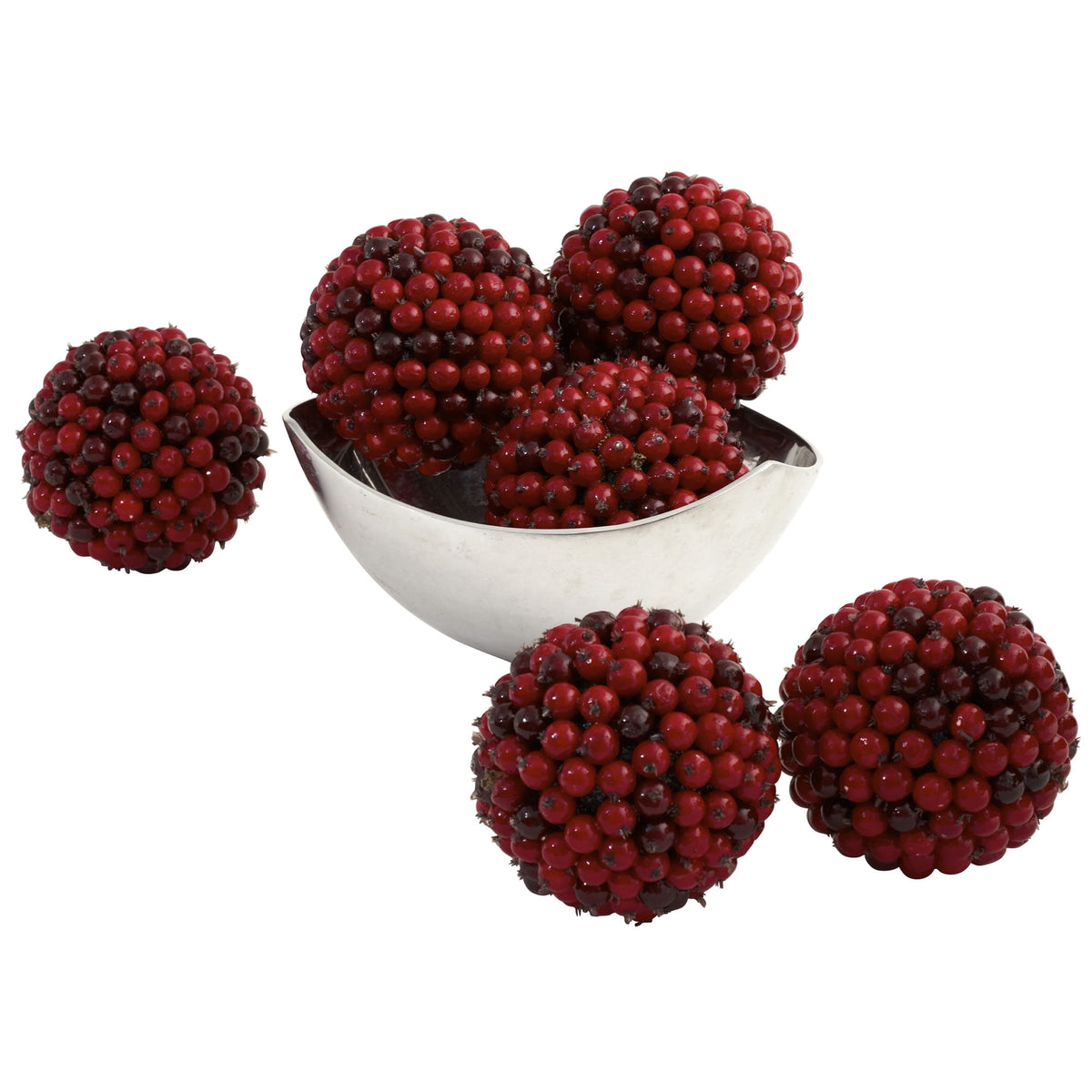 Nearly Natural 5" Red Berry Ball Christmas Ornament, Set of 6