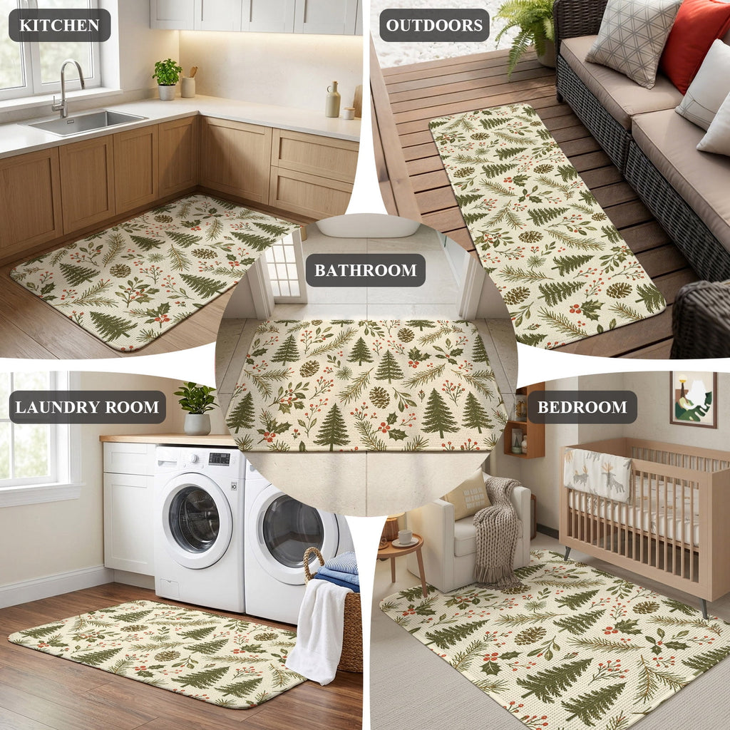 Red Truck Christmas Washable Area Rugs for Living Room Bedroom, Large Non Slip Indoor Floor Carpet Absorbent Xmas Tree Gnomes Navy Blue Snowflake Door Mat Rugs for Bathroom Entryway 63"x90.6"