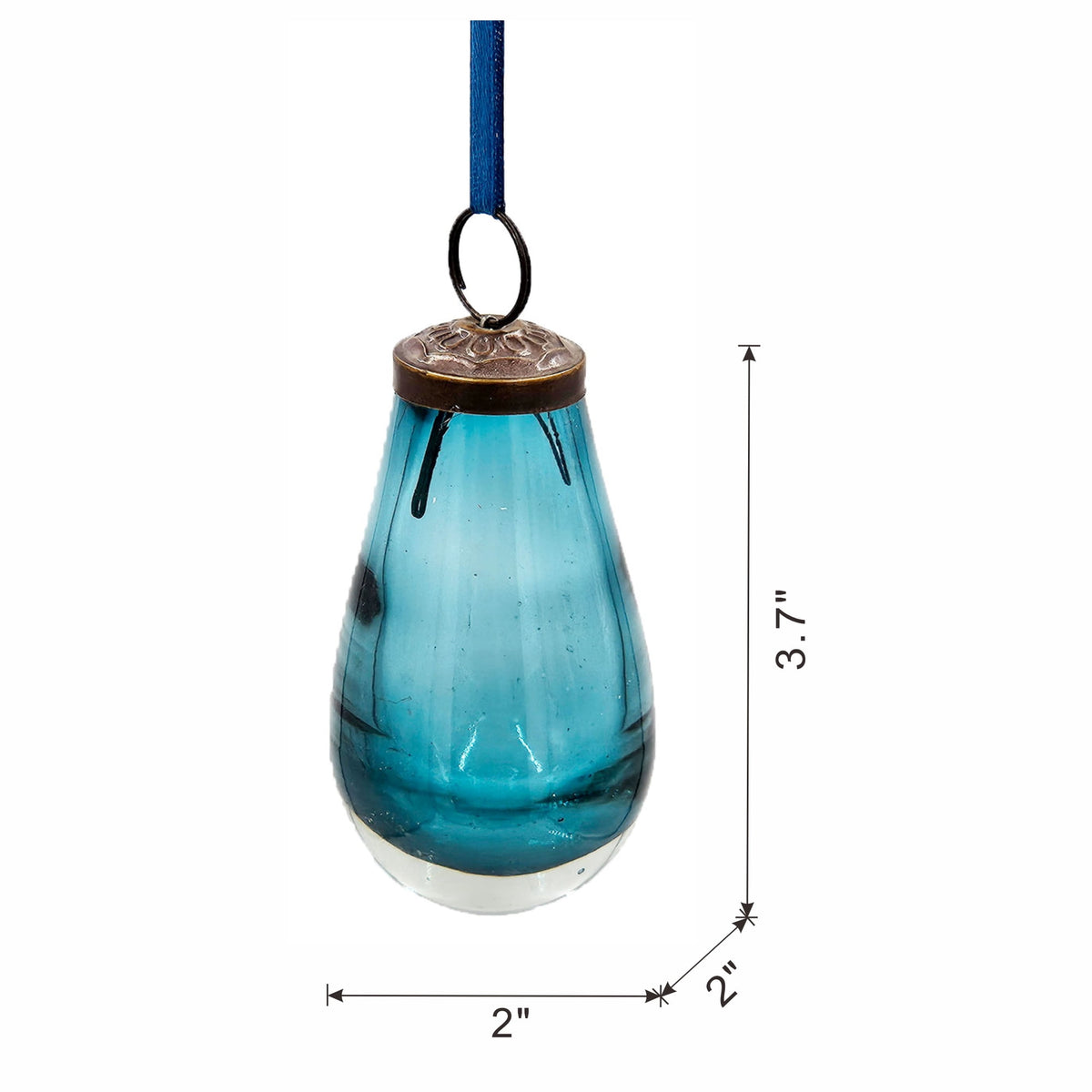 Glass Teardrop Ornaments, Set of 12 Decorative Hanging Christmas Tree Ornaments for Holiday Party Decorations, 3.7 in