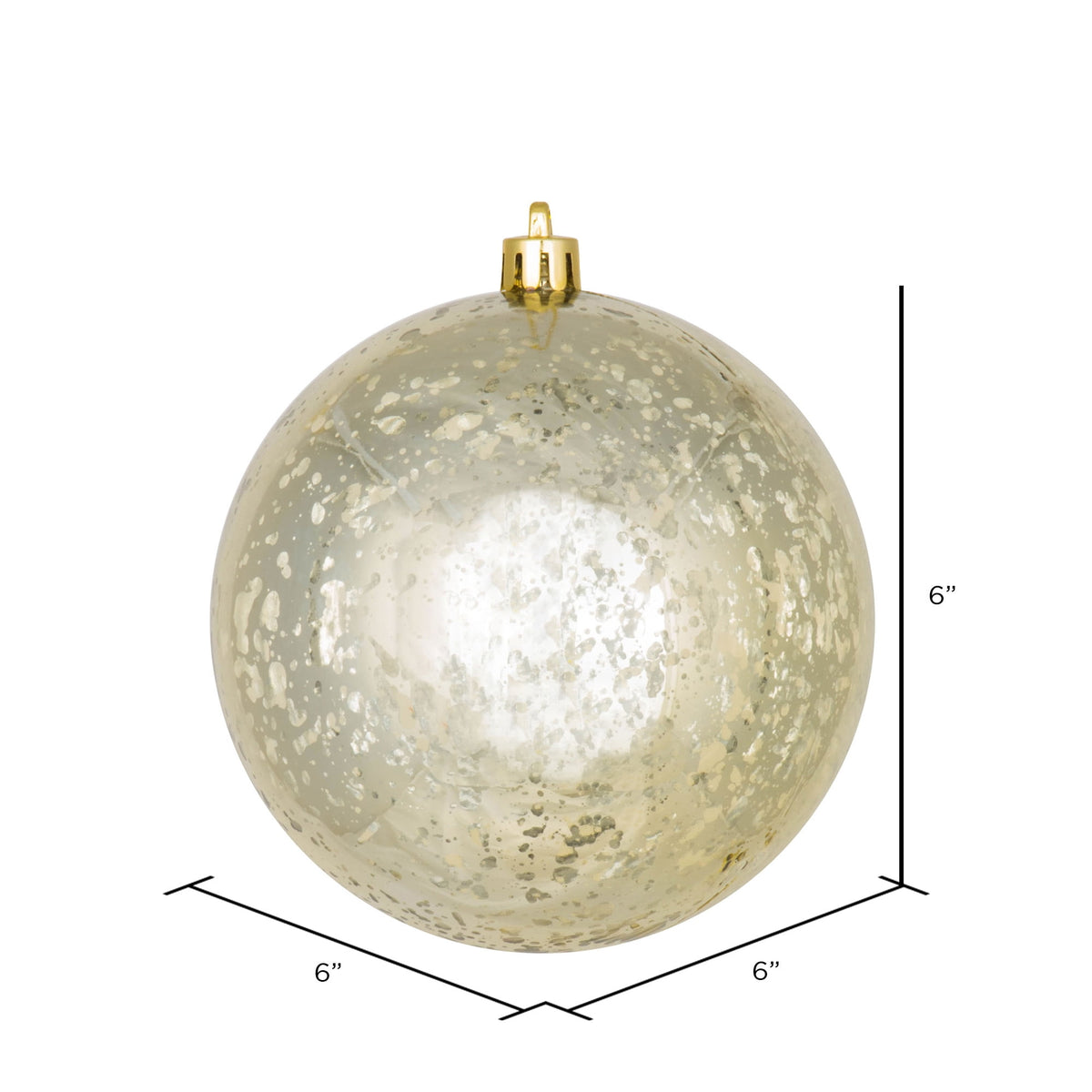 Vickerman 6" Champagne Shiny Mercury Ball Ornament 4/bag