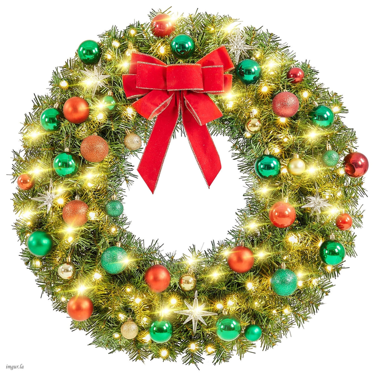 Alden Design 48in Pre-lit Fir Christmas Wreath for Door with 200 LED Lights & 720 Tips, Green