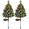 2 Pack Solar Powered Christmas Tree Lights, Outdoor Holiday Decor with 40 Bright LEDs, Waterproof Xmas Garden Decorations for Pathway, Yard, Grave and Lawn