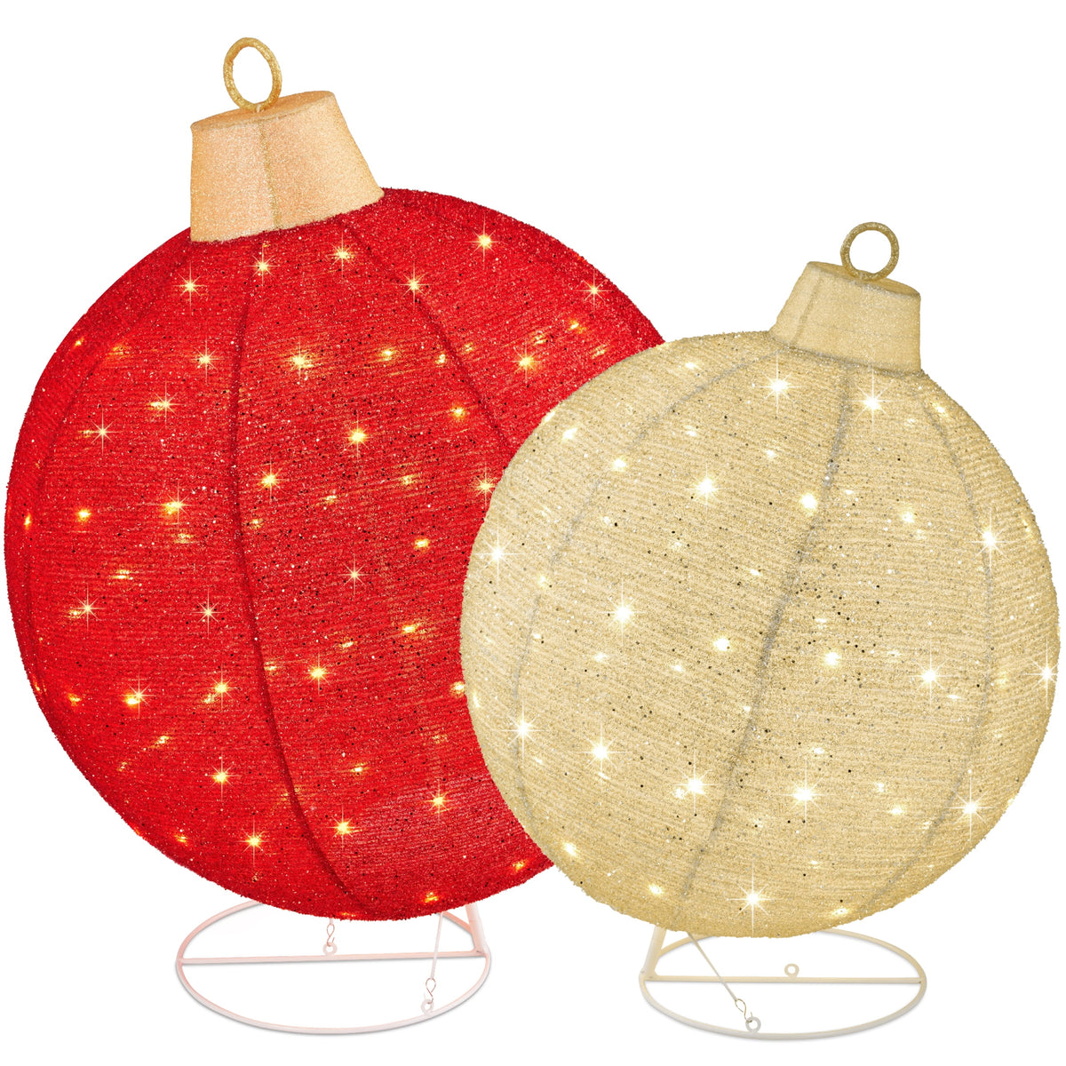 Best Choice Products 2pc Lighted Pop-Up Christmas Ornaments Outdoor Holiday Decoration w/ 180 LED Lights - Red/Green