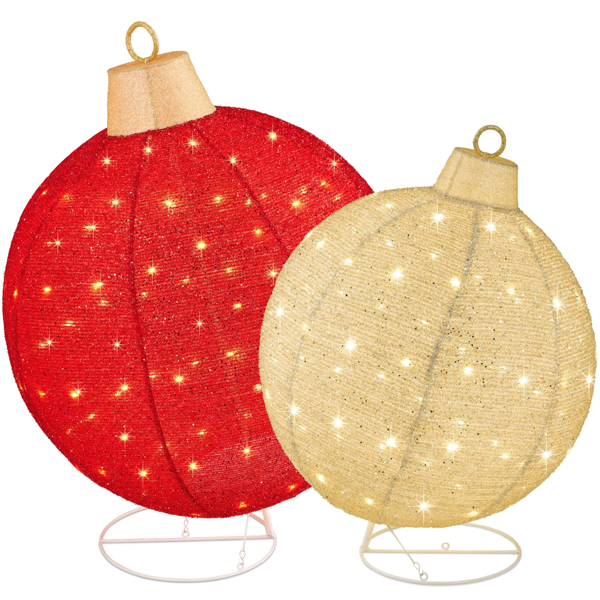 Best Choice Products 2pc Lighted Pop-Up Christmas Ornaments Outdoor Holiday Decoration w/ 220 LED Lights - Red/Green
