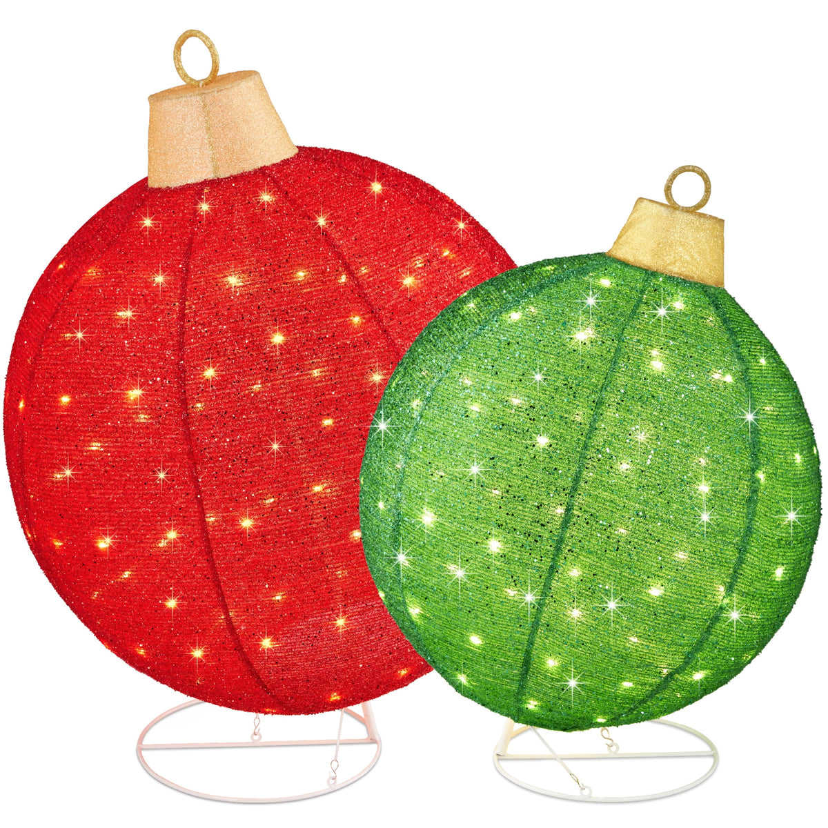 Best Choice Products 2pc Lighted Pop-Up Christmas Ornaments Outdoor Holiday Decoration w/ 220 LED Lights - Red/Green